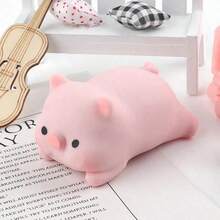 1pc Creative Stress Relief Squeeze Pig Toy - Elastic Mochi Soybean Curd Ball, Helps Relieve Stress For Adults - Multicolor - View 4