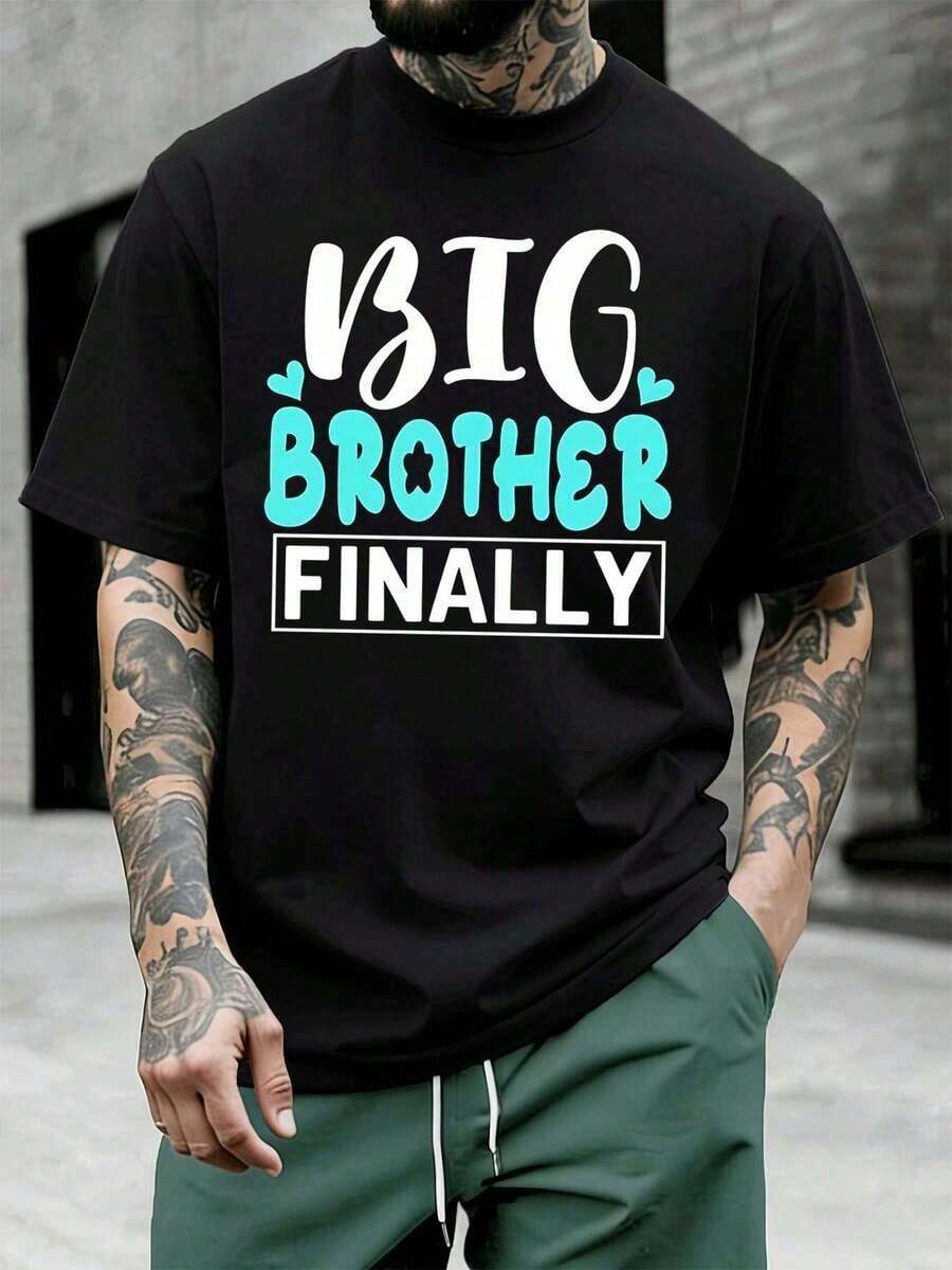 Big Finally Graphic-Shirt% Cotton Loose Fit Breathable Street Hop Unique Graphic Print - Black - View 1