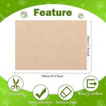 Indoor Cat Sofa Corner Protector, Anti-Scratch Furniture Protection Pad, Trimmable Climbing Cat Scratching Mat Play Mat, Suitable For Cat Tree/Door/Carpet, Easy To Use (Cat Supplies/Cat Toys/Cat/Cat Bed/Cat Scratcher/Cat Tree) - 30*100cm - View 3