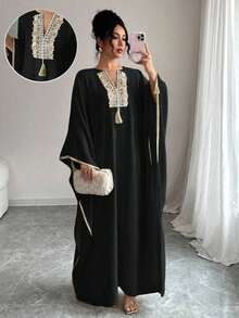 Women's Solid Color Long Dress, Fashion And Suitable For Summer - Black - View 1