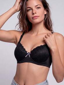 3pcs/Set Women's Comfortable Multi-Color Sexy Lace Underwire Soft Cup Solid Color Bras - Multicolor - View 6