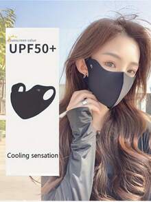 1 pieza/2 piezas/5 piezas Máscara facial de seda de hielo con protección UV, máscara facial transpirable a prueba de sol para mujeres, máscara protectora contra el sol para ciclismo de verano, protección ocular transpirable - Multicolor - Ver 3