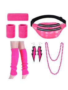2/6Pcs D EXCEED 1980s Vintage Party Fluorescent Waist Bag Knee Pads Leg Covers For Women Street Dressing Transformation Show Concert Stage Performance Party Music Festival - 6pcs - View 19