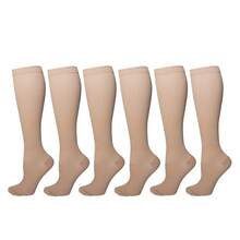 6 Pairs Copper Ion Compression Sports Socks, Unisex, Suitable For Cycling, Football, Basketball And Other Sports, Solid Color Long Socks, Comfortable And Warm - Multicolor - View 33