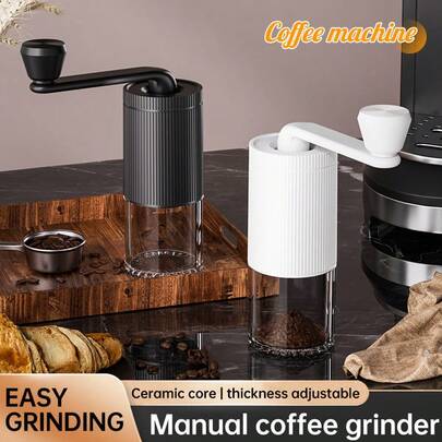 Manual Coffee Bean Grinder, Portable Ceramic Core Adjustable Coarseness, Hand Drip Coffee Grinder