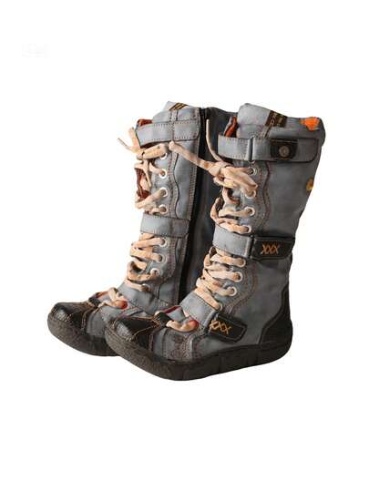  1 Pair TMA EYES Vintage Style Handmade Stitching & Handmade Line Genuine Leather + PU Splicing Distressed Shoe Upper, PU Faux Fur Lining, Jacquard Shoelace, Hook And Loop Closure, Side Zipper, Non-Slip Durable Comfortable Warm Outdoor Casual Plus Size Women's Boots
