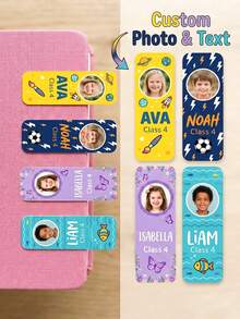 30pcs/60pcs/120pcs Customized Photo & Text Name Labels, Personalized Water Bottle Stickers, Custom Name Labels, Cute Theme Daycare Labels, Photo & Text Layout, Rectangular Shape - Model 6 - View 3