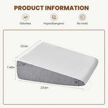 Wedge Pillow, Removable Washable Cover, White Gray, 23.6*23.6*7.5in - Standard Width 7.5" Height - View 7