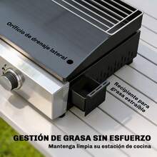 Outsunny Barbacoa de Gas BBQ Gas con Quemadores, Barbacoa Portátil con Plancha, Rejilla Calentadora y Recogedor Grasa, para Camping, Picnic, Terraza, Negro - A - Ver 7