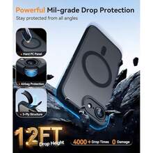 Matte Translucent Magnetic Phone Case Compatible With IPhone 17E 16E 17 Air 16 15 14 13 12 11 Plus Pro Max Camera Protection Shockproof Case - Black - View 4