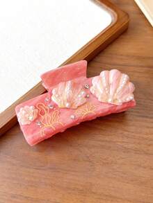1个贝壳珍珠发爪，海滩度假风，甜美后脑勺发夹，优雅马尾辫发饰 - 彩色 - 查看 3