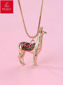 1pc Girls' Zinc Alloy Cubic Horse Pendant Necklace, Suitable For Daily Wear - Multicolor - View 1