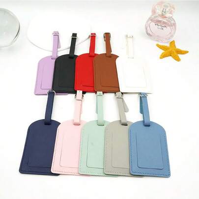 Thẻ hành lý bằng da PU dày dặn và bền chắc, khóa kim loại gia cố, dây đeo điều chỉnh được, thẻ nhận dạng hành lý du lịch thiết yếu cho chuyến công tác, nhiều màu sắc để lựa chọn.