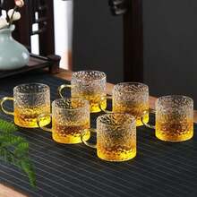 6/2/1pc Gold Handle Glass Espresso Cup - 120ML Capacity/Hammered Texture, Mini Tea Cup And Coffee Cup, Suitable For Home And Restaurant Use, Holiday Gift For Friends And Family - Multicolor - View 7