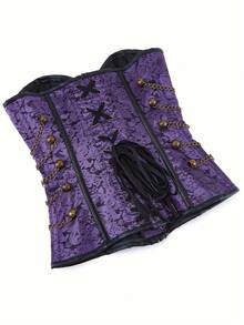 Local Shipping European And American Gothic Purple Court Corset - 紫藍色 - 查看 4