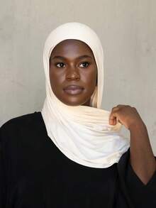 1 buc. Hijab din jerseu pentru femei, hijab modal, pânză transpirată, culoare uni, mătăsoasă, moale, confortabilă, eșarfă respirabilă, eșarfă pentru cap, turban din jerseu, șal eșarfă 180 cm * 70 cm, potrivit pentru zi cu zi, în aer liber, rugăciune, închinare - alb - Vizualizare 5