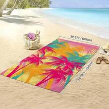 1pc Oversized Highly Absorbent Quick-Dry Beach Blanket - 27.5"X55", Patterned Beach Towel, Suitable For Travel, Swimming Pool And Bathroom - Multicolor - View 7