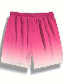 Summer Quick Drying Beach Shorts With Pocket Drawstring Elastic Waist Design, Loose And Breathable Quick Drying Five Quarter Pants, Hawaiian Style Bea - 粉色 - 查看 4