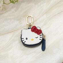 1 chiếc móc khóa ví đựng tiền xu mini Hello Kitty dễ thương của Sanrio, mặt dây chuyền trang trí túi xách bằng da, hộp đựng tai nghe hình mèo hoạt hình, móc chìa khóa ví nhỏ cho bé gái - Nhiều màu - Xem 11