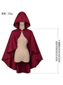 COS Retro Halloween Renässans Cape med Huva för Vuxna, Medeltida Stil, Scendräkt - Bourgogne - Visa 1