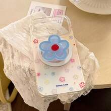 夏季蓝色闪光花朵手机支架，可折叠可伸缩桌面支架，送给朋友和学生的礼物 - 藍色 - 查看 6