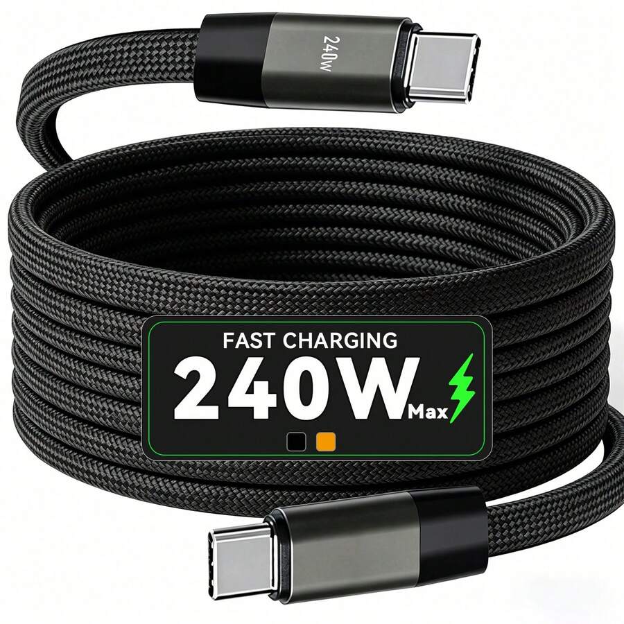 240W Max 快充線 PD3.1 高速 Type-C 充電線 Type-C 傳輸線,相容 S24 S23 Ultra S22 S21,PD 線,相容 Honor,Type-C 轉 Type-C 線,相容 iPhone 15/16/17,相容所有 USB-C 轉 USB-C 介面設備 - 彩色 - 查看 1