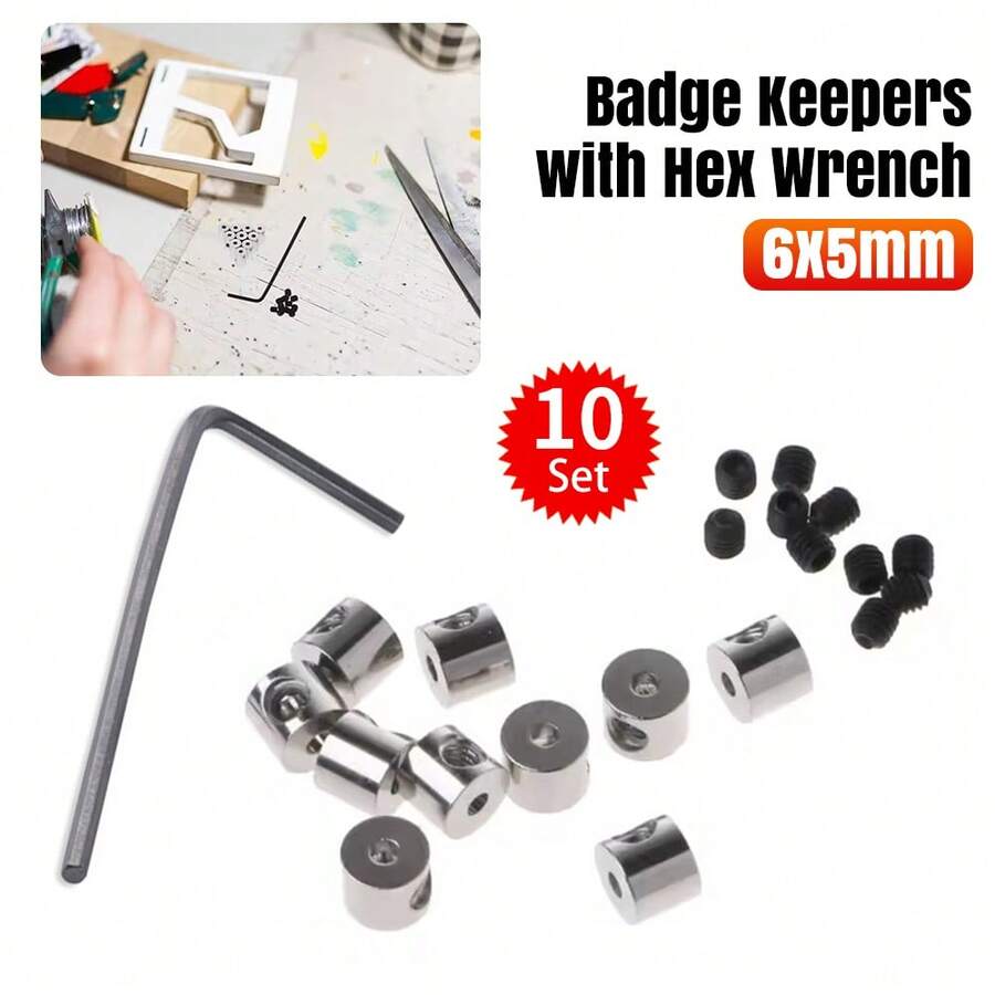 20pcs Badge Keepers Replacement Badge Pin Locks 6x5mm Locking Clasp Pin Backs UK - Screw Set - View 1