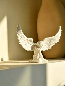 1pc Creative White Handmade Resin Redemption Angel Statue, Suitable For Living Room/Bedroom/Office, Excellent For Consolation/Memorial/Gift, Elegant Modern Art Decor For Garden Home - one-size - View 4