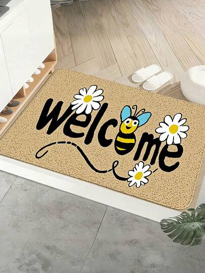 Thảm chùi chân họa tiết hoa cúc trắng và ong hoạt hình dễ thương, chất liệu sợi polyester, chống trượt, mềm mại và thấm hút tốt, thích hợp cho lối vào, phòng khách, phòng ngủ, phòng ăn, hành lang, phòng giặt, nhà bếp, trang trí nhà cửa, quà tặng ngày lễ, thảm trang trí nhỏ gọn dùng được cả bốn mùa.