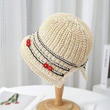 Mũ chống nắng mùa hè, mũ xô dệt thủ công hình quả anh đào dành cho nữ, mũ xô khoét lỗ thoáng khí phía sau, mũ chống nắng dễ thương và thoáng mát giúp thon gọn khuôn mặt. - Nhiều màu - Xem 10