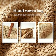 Handmade Straw Beach Tote Bag For Women, Large Capacity Crochet Boho Shoulder Bag, Comfortable Woven Handbag For Summer Vacation, Beach & Daily Use - 卡其色 - 查看 4