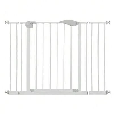 Child Safety Gate With Dog Door, Adjustable Width 75–115 Cm, Height 76 Cm, Pet Stair Gate, Dog Safety Gate (Including Extension Pieces), Drill-Free Installation, Metal, Plastic