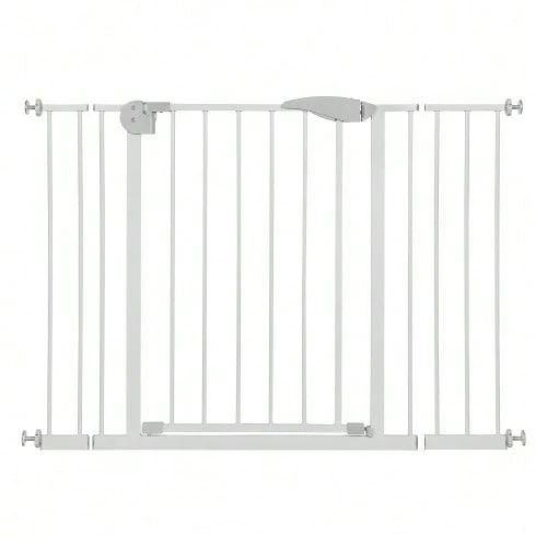 Child Safety Gate With Dog Door, Adjustable Width 75–115 Cm, Height 76 Cm, Pet Stair Gate, Dog Safety Gate (Including Extension Pieces), Drill-Free Installation, Metal, Plastic - white - 查看 1