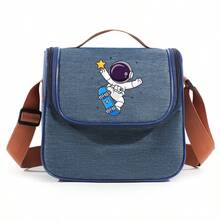 Skateboard Astronaut Printed Lunch Box, Stylish Large Capacity Lunch Bag, Portable Lunch Box With Comfortable Adjustable Shoulder Strap, Safety Zipper Closure, Suitable For Work, Travel, Picnic, Hiking, Beach And Other Occasions. The Perfect Holiday Gift Handbag Choice - Multicolor - View 7