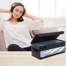 Bộ 2 hộp đựng CD/DVD chịu lực cao - Hộp đựng 30 đĩa có tay cầm và cửa sổ trong suốt, có thể gấp gọn, tiết kiệm không gian! - màu đen - Xem 2