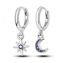 1 Đôi bông tai nữ bằng bạc Sterling S925 chất lượng cao, không gây dị ứng, thiết kế hình trăng sao, thích hợp làm quà tặng cho đám cưới, tiệc tùng, sinh nhật, ngày lễ hoặc quà tặng đôi. - KJE022 - Xem 12