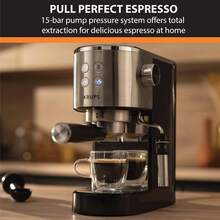 KRUPS Espressería Manual Divine Acero Inoxidable, boquilla de vapor, con sistema Thermoblock, compacta, moderna y fácil de usar, capacidad de 1 L, disfruta de un delicioso sabor a café, XP444C50 - Moderno - Ver 11