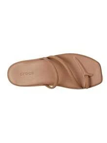 Crocs 女士邁阿密系列人字拖平底涼鞋，牛奶巧克力色 - 牛奶巧克力 - 查看 6