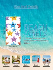 1pc Cute Colorful Starfish Pattern Kids Beach Towel, Super Absorbent Large Beach Blanket, Suitable For Beach, Pool, Travel, Camping, Yoga, Available In Multiple Sizes - Multicolor - View 15