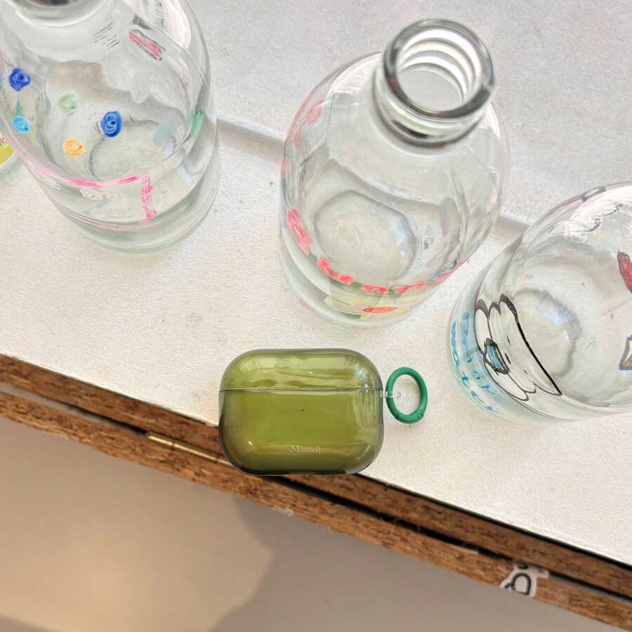 Stylish Simple Green And Grey And Wine Red And Red And Purple Five-Color Transparent Glossy Surface Earphones Cover Case For AirPods 1 2 3 4 Pro Pro2 Pro3