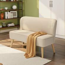Asofer Divano a 2 posti, divanetto compatto con rivestimento in tessuto di velluto a coste, divano salvaspazio per camera da letto, soggiorno, appartamento, 119x56x78 cm, grigio - Bianco - Visualizzare 4