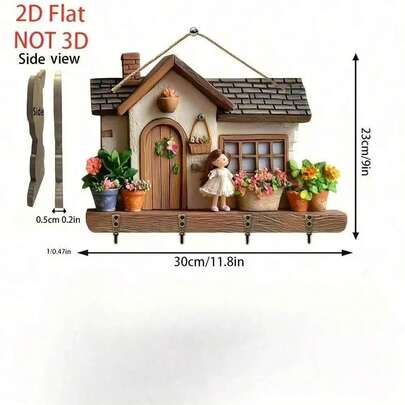 Porte-clés mural en forme de vélo tournesol en bois, organisateur décoratif rose pour la maison pour le salon, l'entrée, la chambre à coucher. Support de présentation à montage plat, solutions de rangement de clés de style rustique élégant pour appartement, bureau, cuisine