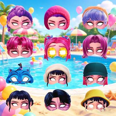 Hasbro 24 chiếc mặt nạ nhóm nhạc nữ K-POP chủ đề săn phù thủy, mặt nạ hoạt hình dễ thương cho trẻ em, hoàn hảo cho tiệc sinh nhật, Halloween, lễ hội, quà tặng theo chủ đề và phụ kiện cosplay.