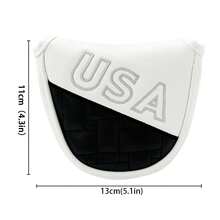 Funda para cabeza de putter de golf bordada con diseño de EE. UU., cierre de gancho y bucle, simple y práctica, compatible con la mayoría de las marcas de putters - Blanco - Ver 9