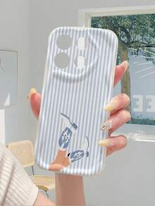 1 pieza Funda de teléfono con cobertura completa, antideslizante y protectora, de material TPU con textura blanca y crema y diseño de rayas de zapatos, compatible con iPhone, Honor - Beis - Ver 1