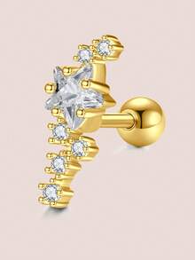 CIZME 1件装 16G 耳骨穿刺饰品 吊坠 CZ 心形星形耳钉 女士医用钢镀14K金耳骨耳环套装 耳屏耳骨耳廓平底耳钉 日常假日海滩度假礼物 魅力音乐节海边万圣节圣诞节母亲节情人节科切拉音乐节夏季假期 - 金色 - 查看 9
