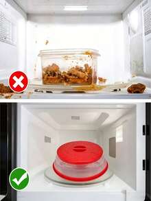 3 piezas Protector contra salpicaduras para microondas, tamaño grande con asa - 8.5 pulgadas X 2.5 pulgadas Tapa plegable de silicona ventilada para salpicaduras - Tapa para plato y tazón de microondas Accesorio de preparación de cocina - Multicolor - Ver 4