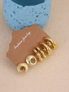 6-18pcs Gold Tone Fashion Earring Set For Men, Stylish & Elegant, Suitable For Daily Wear, Parties, Gifts For Wife Or Mother - Gold - View 8