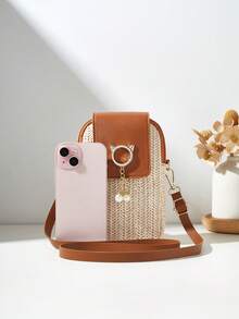 Nouveau sac à bandoulière mini en paille tressée, porte-monnaie, sac à bandoulière. Idéal pour les festivals, les remises de diplômes, les cadeaux pour les enseignants, les anniversaires, les cadeaux pour la fête des mères, les vacances, les cadeaux de remise de diplôme. Mignon pour les femmes, portefeuille, petit portefeuille, portefeuille, portefeuille de voyage - Tabac - Voir 4