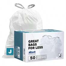 Custom Fit Trash Bags Compatible With Simplehuman Code J 50 Count White Drawstring Garbage Liners 10-10.5 Gallon 21"X28" Tear-Resistant LLDPE Bags For Kitchen Bathroom And Office - White - View 8